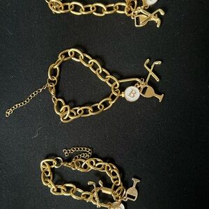 Gold Charm Bracelet Set with carabiners